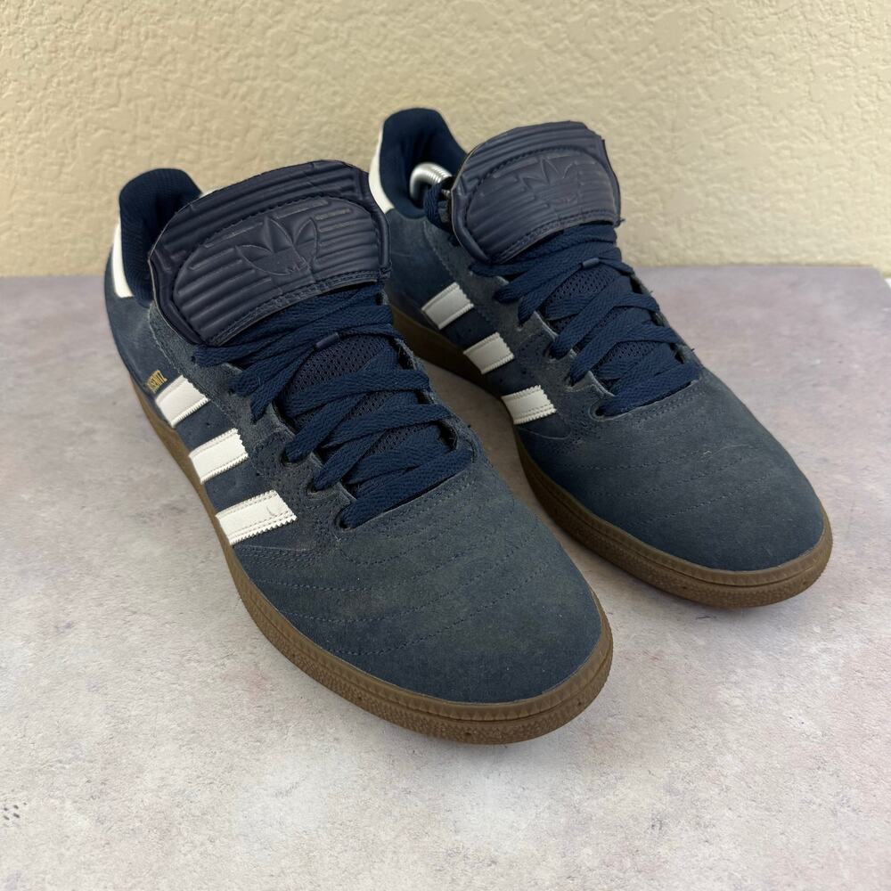 Adidas Busenitz Pro Skateboarding Shoes Navy Blue Leather Gum Sole Mens Size 12